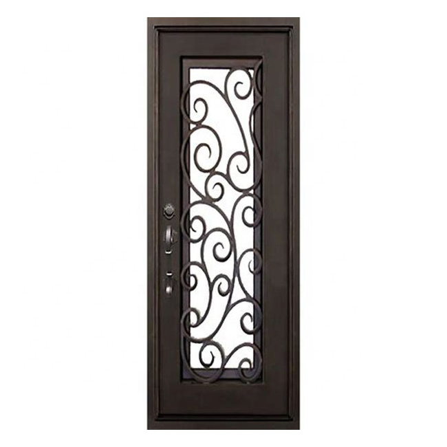 Factory price steel iron door smart lock wrought iron front entry door with splendid performance for house and home