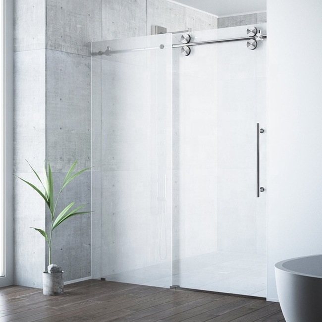 High quality shower enclosure hotel frameless frosted tempered sliding glass shower door