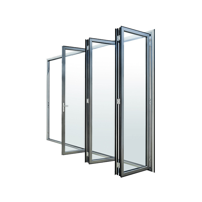 GEORGIA Frame Brand Bi Fold Door Aluminum Glass Foldable Graphic Design Modern Sliding Glass Lock Aluminum Alloy Hotel Finished