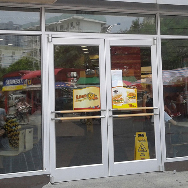 Factory wholesale price aluminum frame storefront KFC door with tempered safety glass