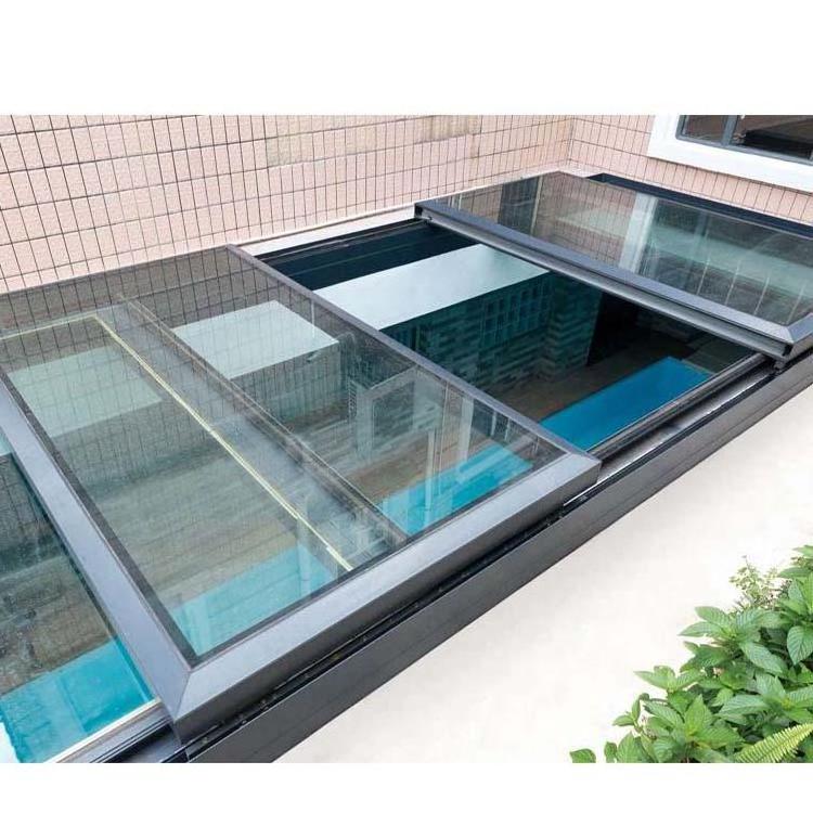 Roof laminated glass solar tube triangle pyramid smart skylight roof motorized electric open skylight sliding roof