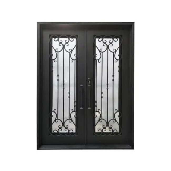 Factory price steel iron door smart lock wrought iron front entry door with splendid performance for house and home