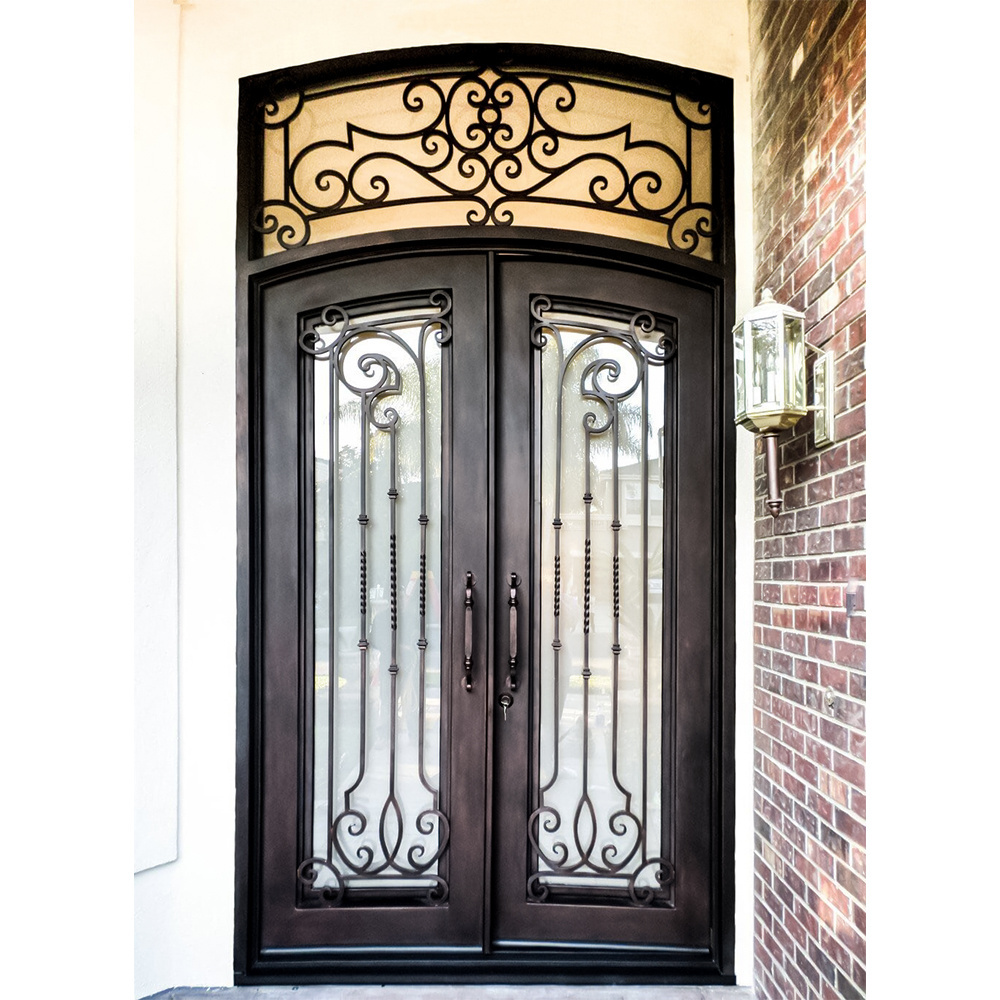 Hot Sale High Quality Exterior Burglar Proof Other Cast Iron Doors Main Entry Front French Wrought Iron Doors For House