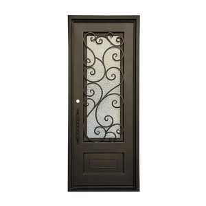 Factory price steel iron door smart lock wrought iron front entry door with splendid performance for house and home