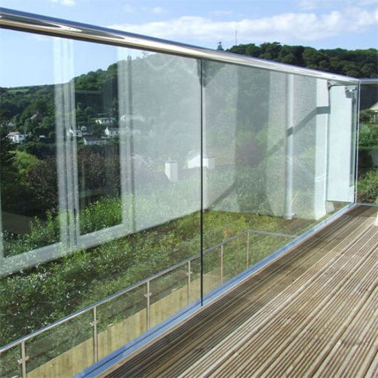 Balcony handrail deck patio glass railing aluminum profile U channel customized guardrail for glass railing