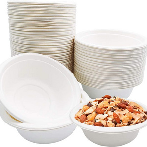 Biodegradable Sugarcane Bagasse Pulp Packaging Takeaway Disposable Bowl With Lid For Fruit Ramen Soup Salad