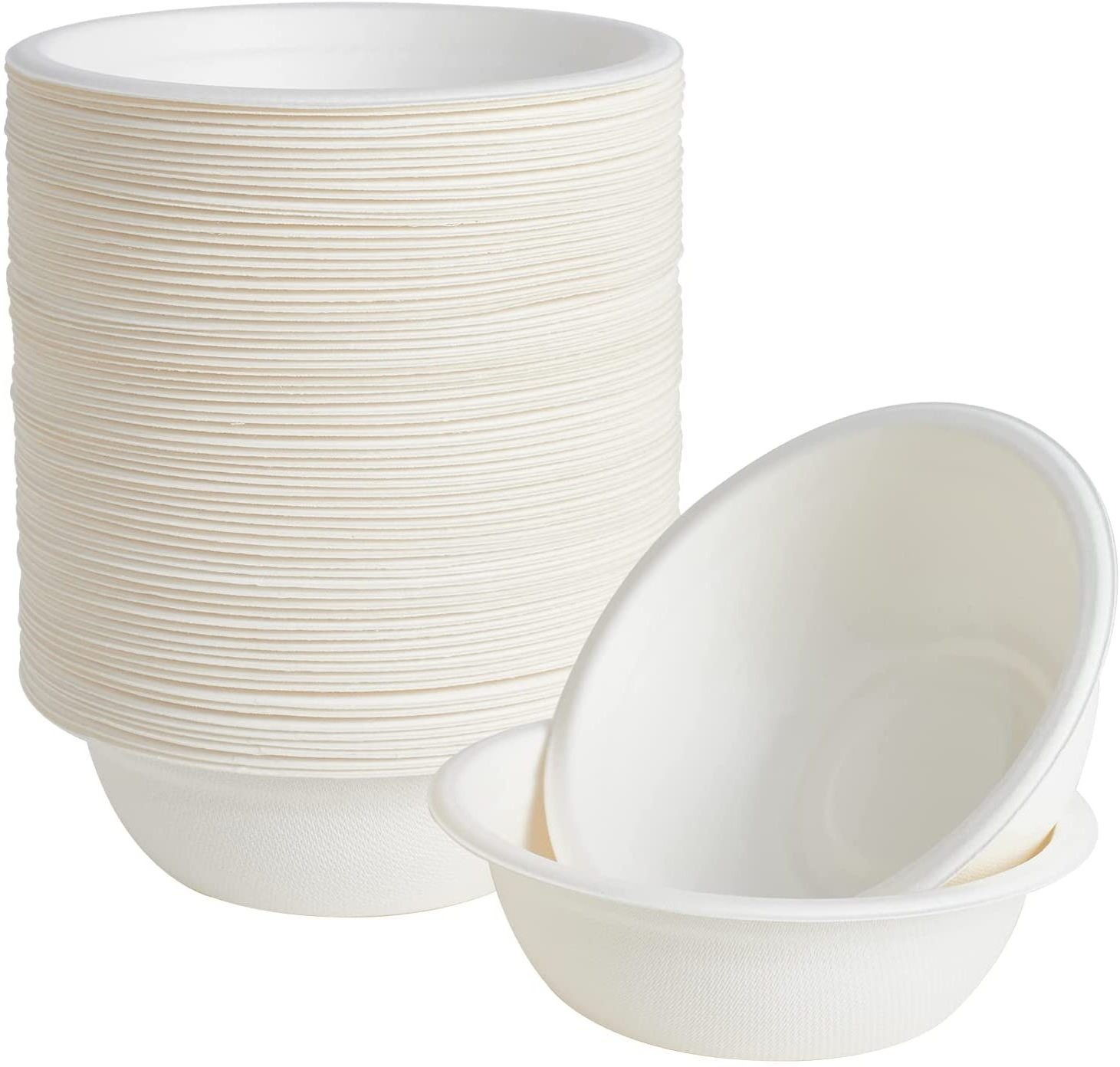 Biodegradable Sugarcane Bagasse Pulp Packaging Takeaway Disposable Bowl With Lid For Fruit Ramen Soup Salad