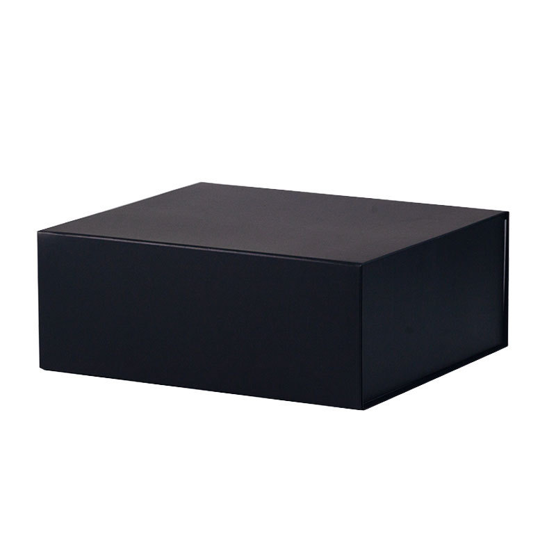 In stock low MOQ black color rigid flat magnetic folding gift box for gift pack