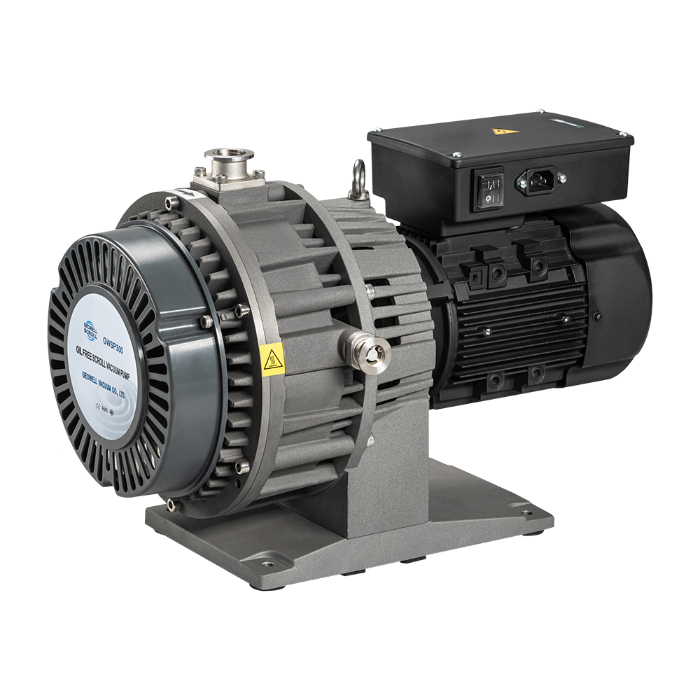 15.5 m3/h (258L/min) GWSP300 dry scroll pump combined with lower ultimate pressure, lower power consumption and lower noise