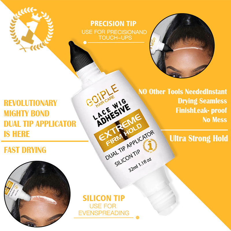 Private Label Strong Hold Hair piece Bonding Adhesive Temporary Liquid Gold Gel Melting Spray for Wig Front No Latex Lace Glue