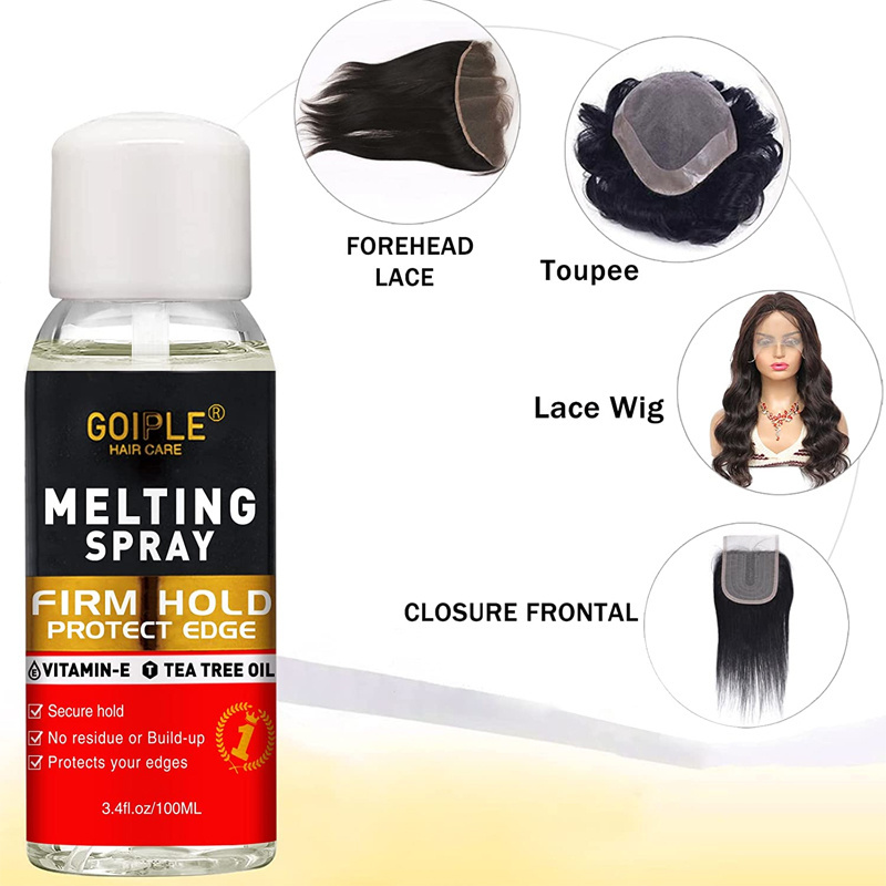 Private Label Glue Less Holding Spray for Wig Front Bond Adhesive Extreme Hold Protect Hair Edges and Skin Lace Melting Spray