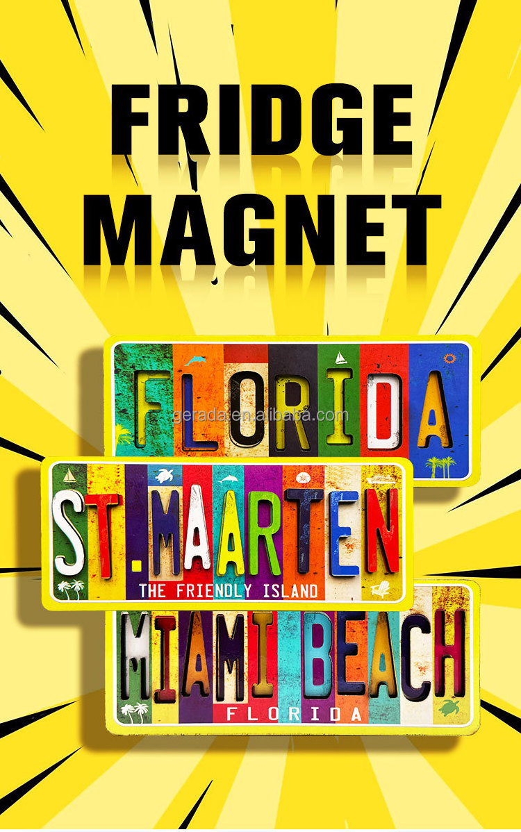 Customized Miami Beach, Florida, St.Maarten MDF letters Fridge Magnet