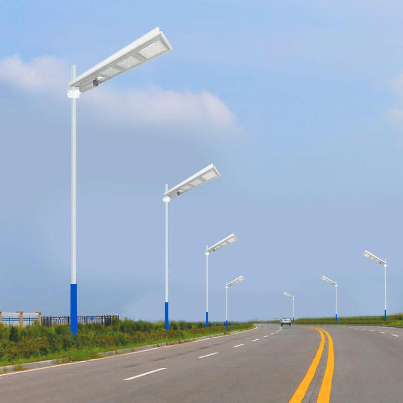 All-in-One LED Solar Street Light with Remote IP66 Rated Warm White DC Battery Power Supply for Road Applications