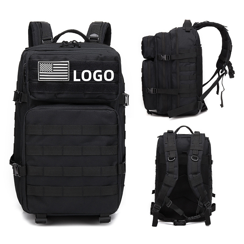 45L Black High Quality Rucksack Tactical Backpack Waterproof Gym Multi-functional Sports Travel Large Capacity Backpack