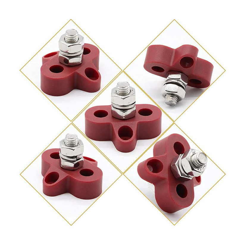 DC 48V Bus Bar Power Terminal Block Heavy Duty M8 Positive Negative Power Distribution Stud for Truck RV Boat Car Accessories