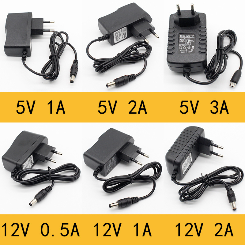 100-240V AC to DC Power Adapter Supply Charger adapter 5V 12V 1A 2A 0.5A EU Plug 5.5mm x 2.5mm/5v 3a DC Plug Micro USB