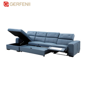 Functional Leather Sofa Designs Leather Couch Living Room Recliner L Shape Corner Sofa Cum Bed With Storage