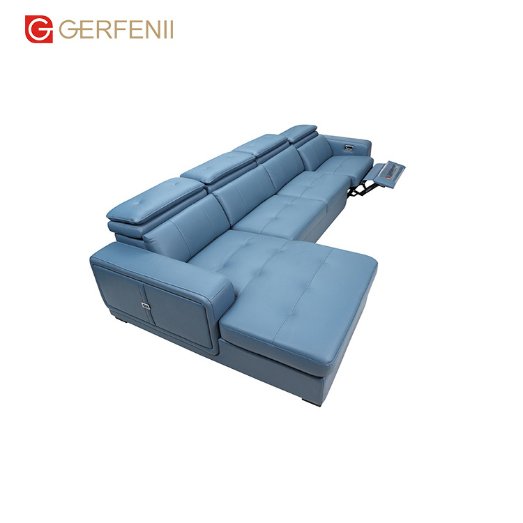 Functional Leather Sofa Designs Leather Couch Living Room Recliner L Shape Corner Sofa Cum Bed With Storage