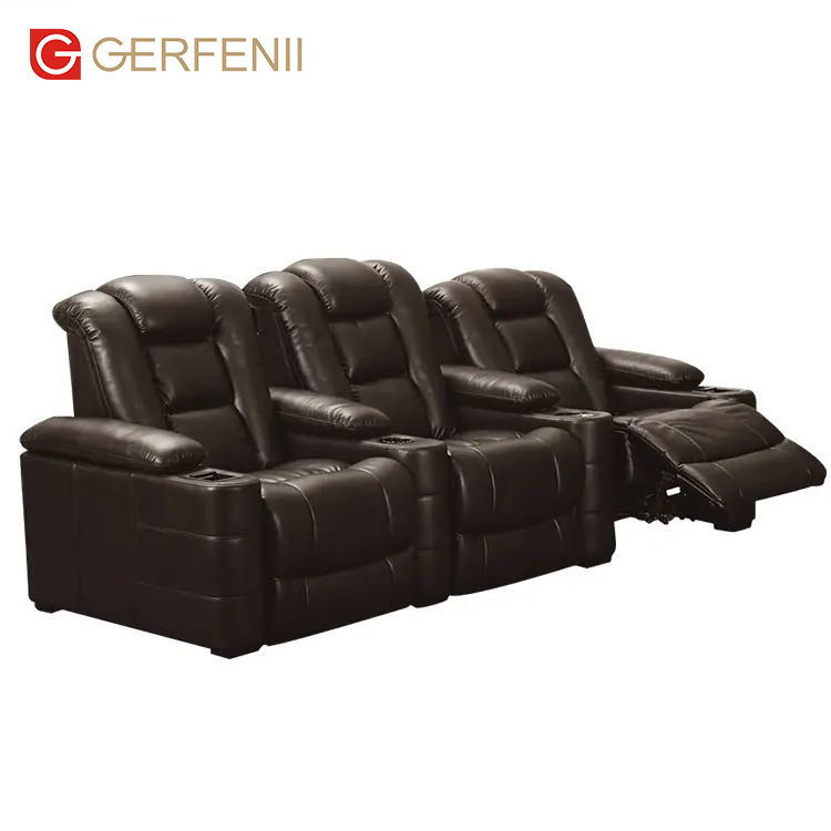 modern genuine leather movie theater recliners luxury leather electric power recliner sofa for home theatre