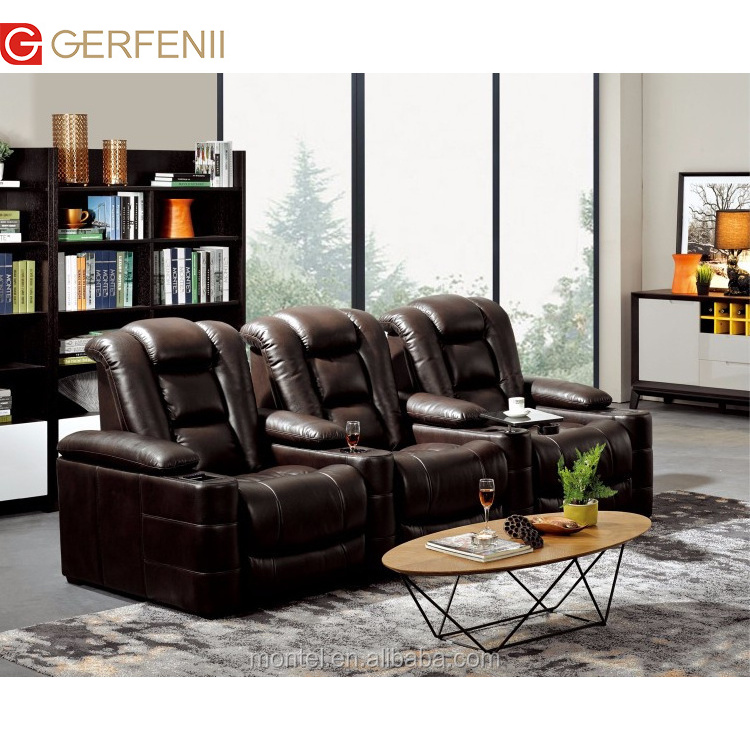 modern genuine leather movie theater recliners luxury leather electric power recliner sofa for home theatre