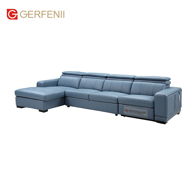 Functional Leather Sofa Designs Leather Couch Living Room Recliner L Shape Corner Sofa Cum Bed With Storage