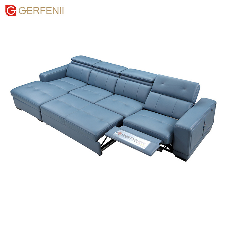 Functional Leather Sofa Designs Leather Couch Living Room Recliner L Shape Corner Sofa Cum Bed With Storage