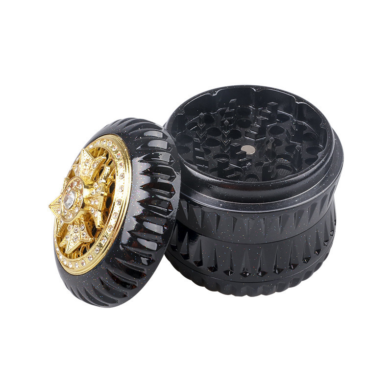 Hot sale 63mm metal herb grinder four layer animal design diamond-encrusted wholesale aluminum herb grinder