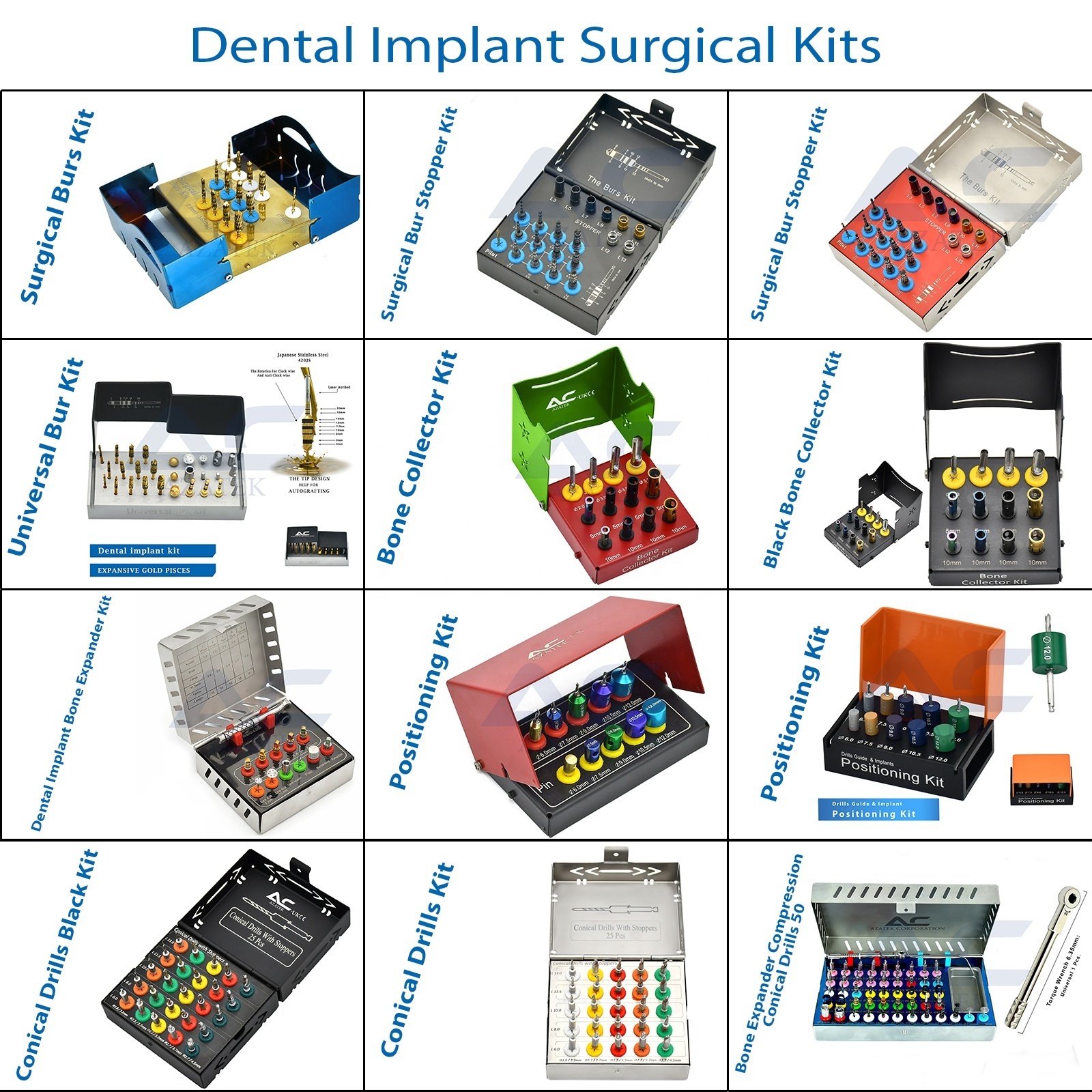 Osseodensification Stopper Kit Black Dental Bur Drills Implant Kit with Stopper Surgical Kit