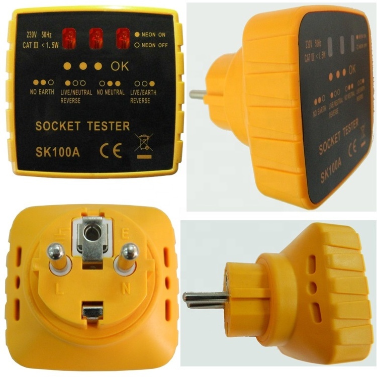 Electronic Outlet Power Analyzer Socket Tester, with 3 units Neon Lamps