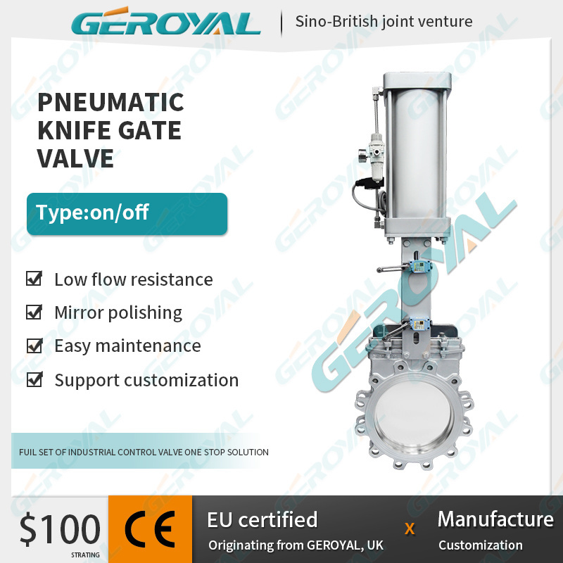 Geroyal Pneumatic Knife Gate Valve Stainless Steel  Knife Gate valve