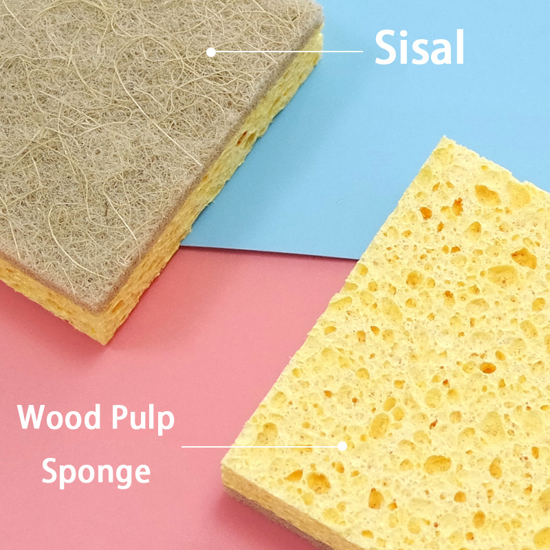 Hot Selling Wood Pulp Sponge Scouring Pad Sisal Scouring Pad Household Kitchen Absorbent Wash Pot Wash Dish Cellulose Sponge