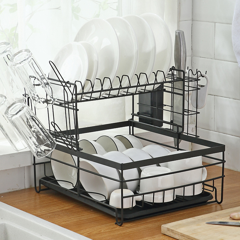 Laundry Baby Bottle Wall Mounted Layer Dish Drainer Holder Kitchen Over The Sink Clothes Dish Drying Rack