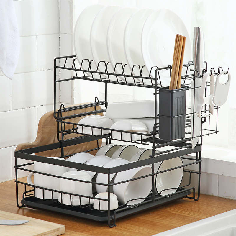 Laundry Baby Bottle Wall Mounted Layer Dish Drainer Holder Kitchen Over The Sink Clothes Dish Drying Rack