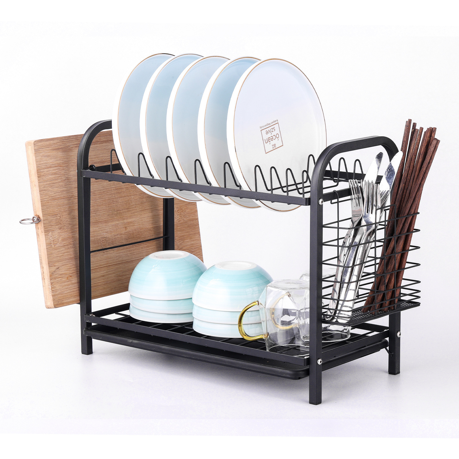 2 Layers Sink Sink Kitchen Wall Mounted Telescopic Clothes Drying Rack 3 Tier Clothes Laundry Steel Frame Dish Drying Rack