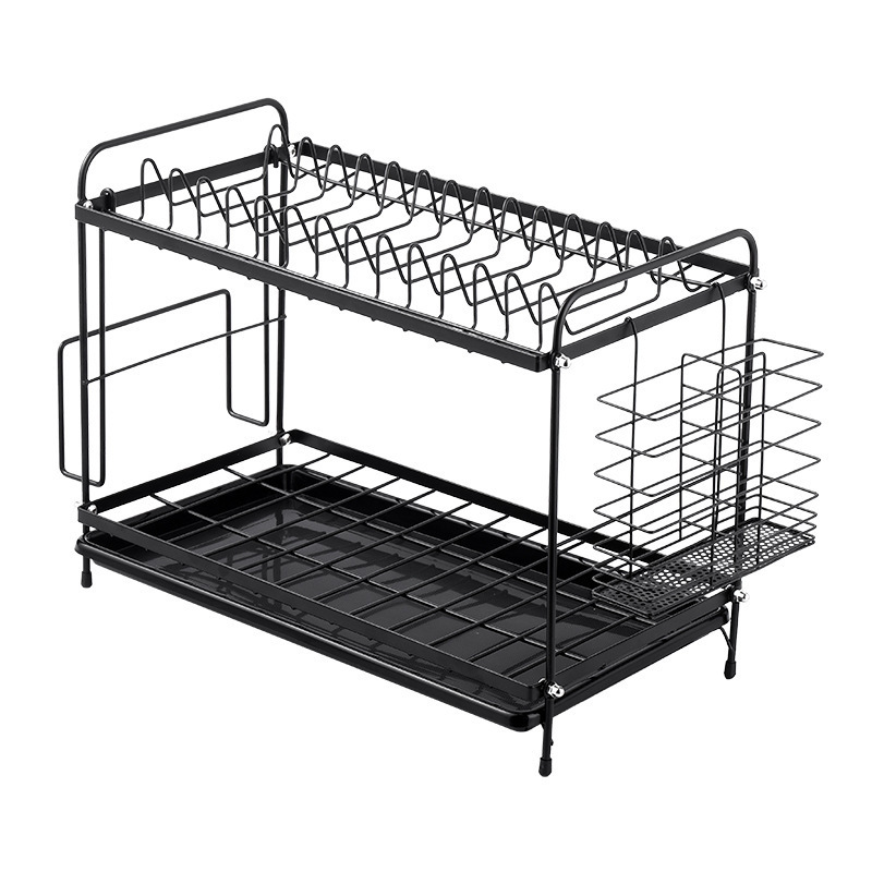 2 Layers Sink Sink Kitchen Wall Mounted Telescopic Clothes Drying Rack 3 Tier Clothes Laundry Steel Frame Dish Drying Rack