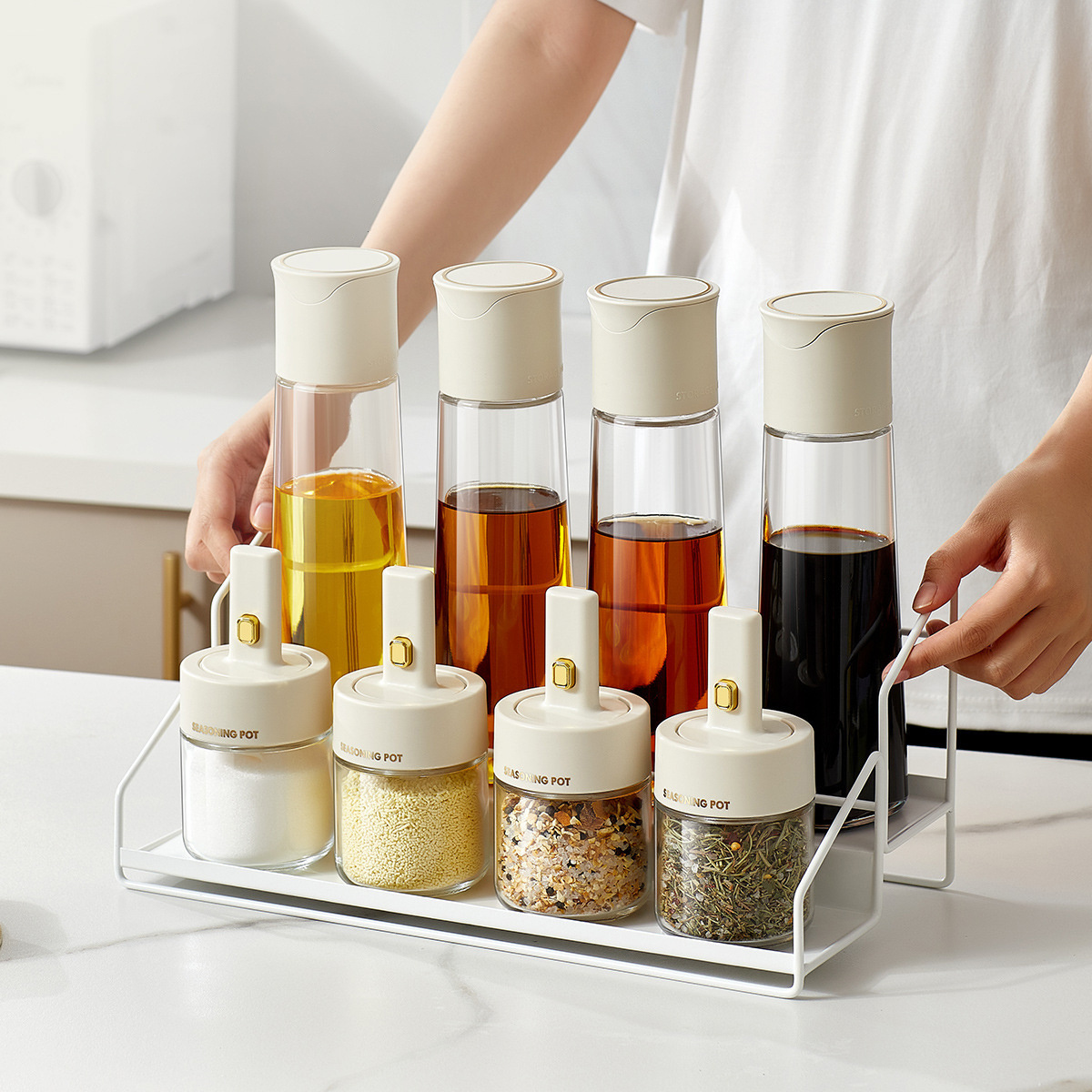 Wholesale Household Condiment Bottles Pepper Grinder Kitchen Seasoning Jar And Bottle Set Glass