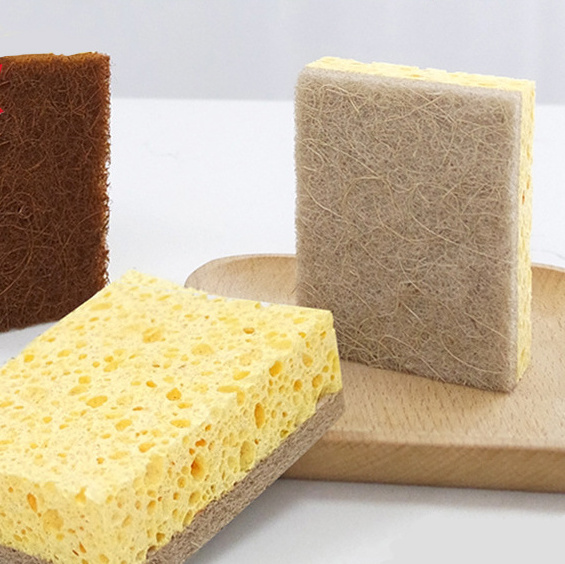 Hot Selling Wood Pulp Sponge Scouring Pad Sisal Scouring Pad Household Kitchen Absorbent Wash Pot Wash Dish Cellulose Sponge