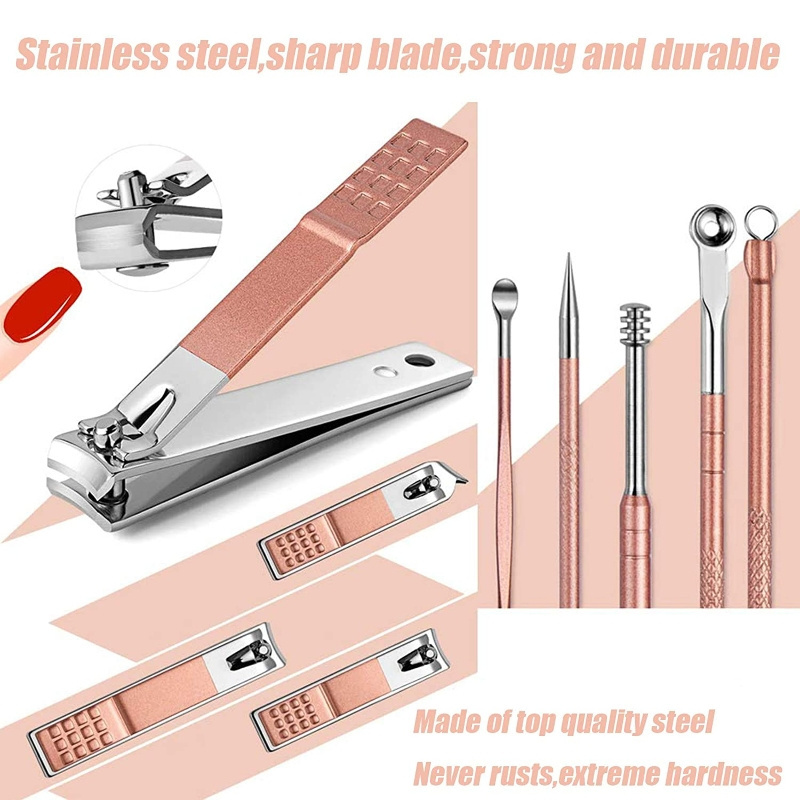 Manicure Set Professional Stainless Steel Nail Clipper Kit Foot Hand Nails Care Tool Multifunction Portable Makeup Accessory Kit