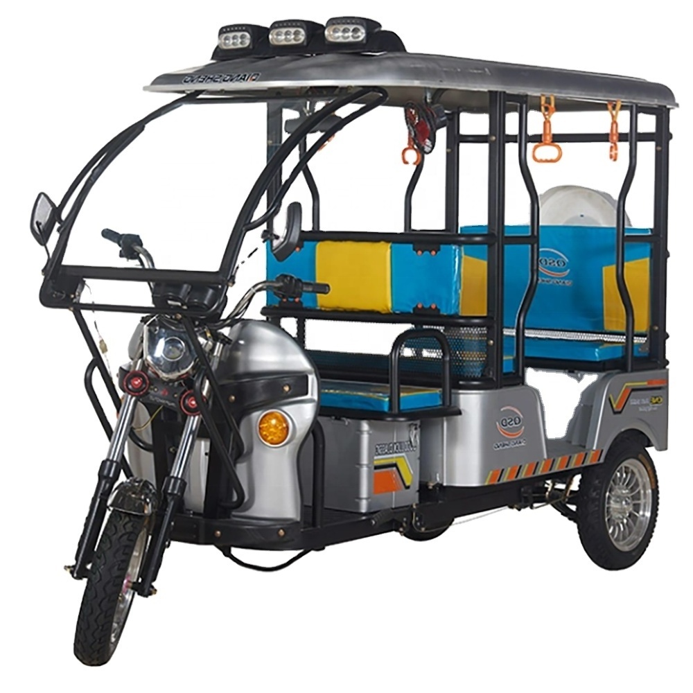 Passenger Tricycle 6 Seat Tuk Tuk Cargo Tricycle Electric Solar Rickshaw for Adults Customized 1000W Motor 60V Open 18 Tubes