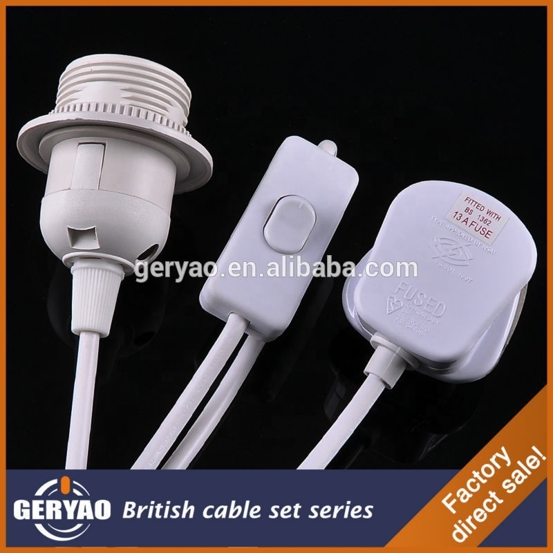 British UK standard power cord with plug switch and E27 lamp holder for England