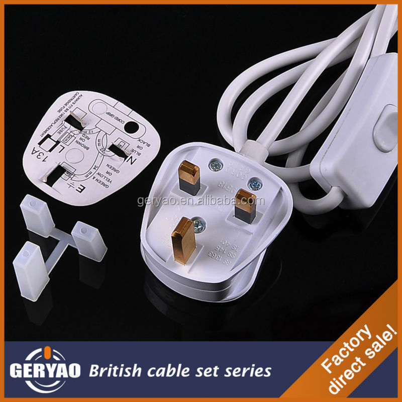 British UK standard power cord with plug switch and E27 lamp holder for England