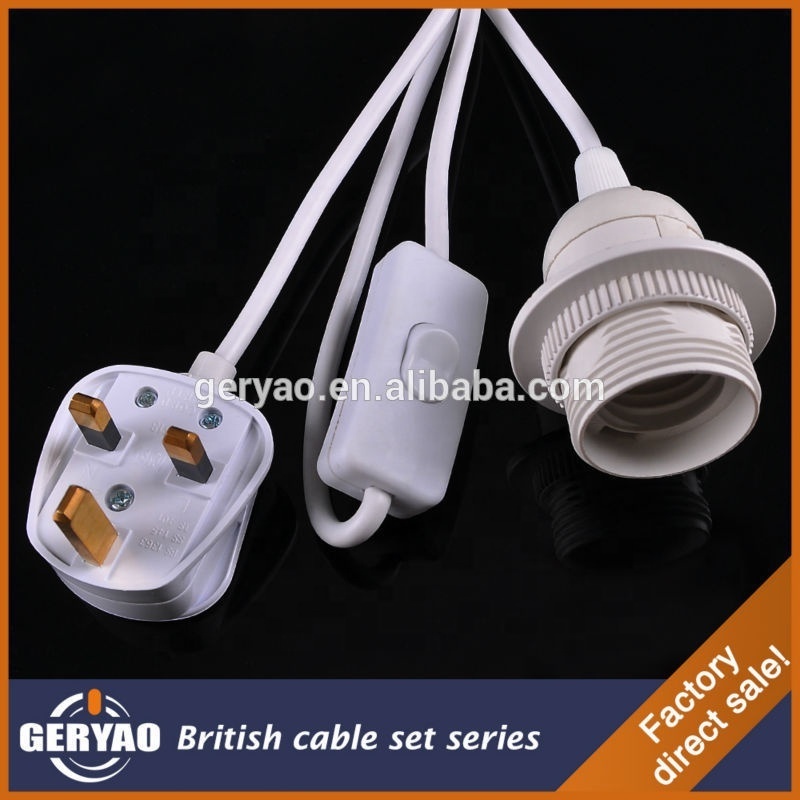 British UK standard power cord with plug switch and E27 lamp holder for England