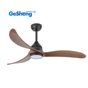 Latest designs 3 wooden blades lampe ventilateur dc motor remote control ceiling fans with lights for living room