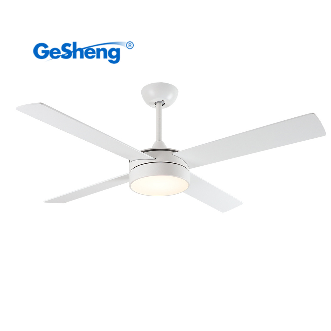 Modern premium commercial indoor 220v 52 inch white 4 plywood blades dc remote control ceiling fan with light