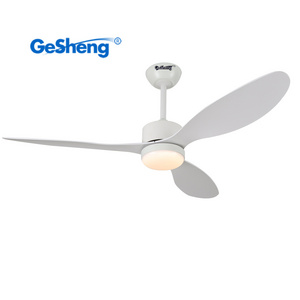 Modern decorative IP44 white waterproof 110v 220v three plastic blades ac dc motor remote control outdoor ceiling fan with light