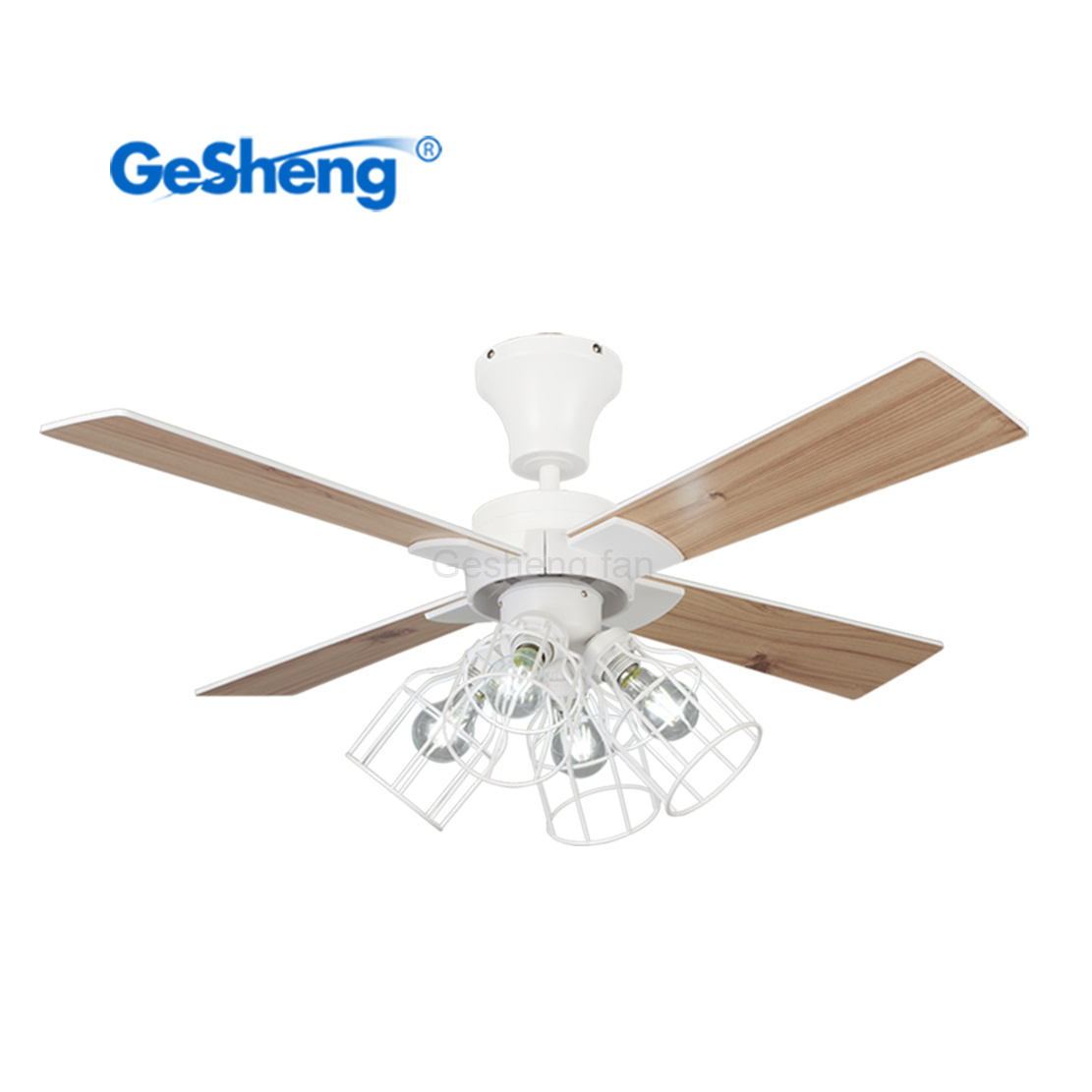 American retro farmhouse 4 plywood blades dc bldc remote control flush mount ceiling fan with light