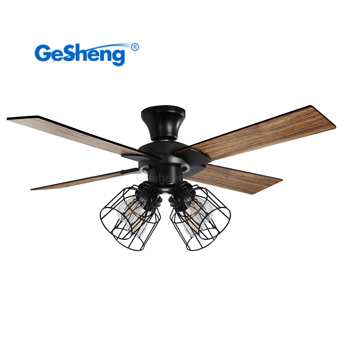 American retro farmhouse 4 plywood blades dc bldc remote control flush mount ceiling fan with light