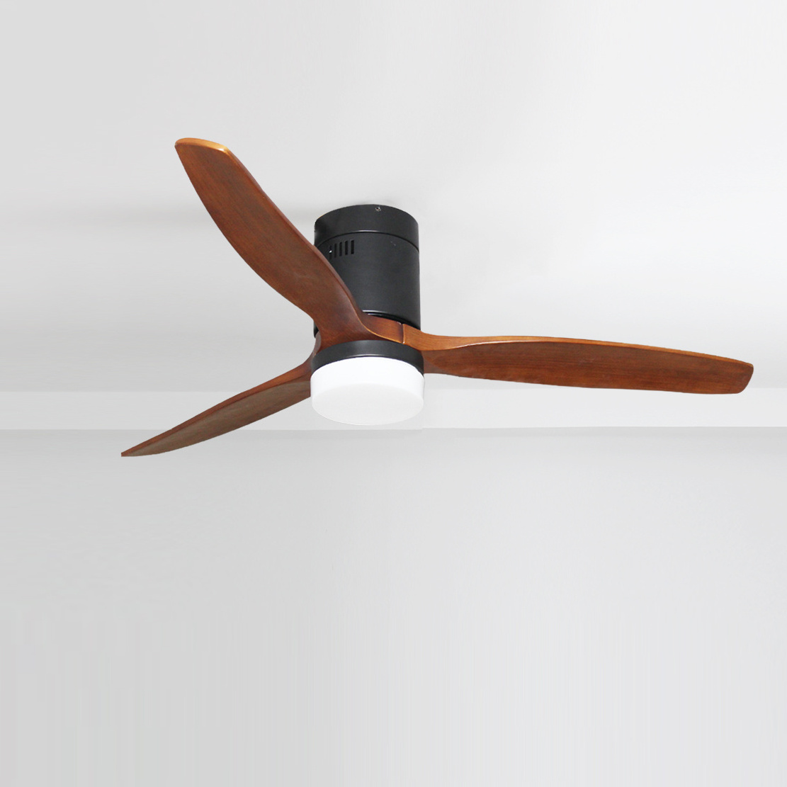 52 inch ventilateur de plafond led low profile floor 3 solid wood blade dc remote control flush mount ceiling fan fun with light