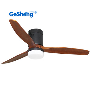 52 inch ventilateur de plafond led low profile floor 3 solid wood blade dc remote control flush mount ceiling fan fun with light