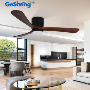 Modern Style Simple Restaurant 52Inch Solid Wood Blade Fan With Remote Control Led Ceiling Fan Light